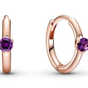 Pandora Rose Purple Solitaire Huggie Hoop Earrings